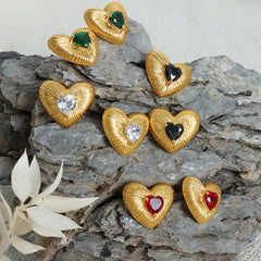 Faceted Heart Cubic Zirconia Stud Earrings