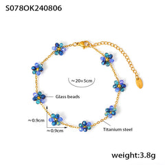 Glass Bead Flower Necklace, Bracelet & Anklet