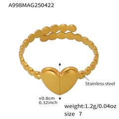 Openwork Coral & Heart Stainless Steel Rings
