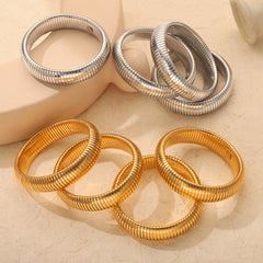Ribbed Coil Bangle Bracelet