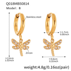 Cubic Zirconia Dragonfly Charm Earrings
