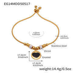 Enamel Heart Sliding Chain Bracelet