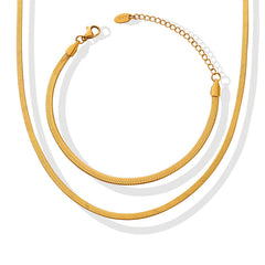 Flat Snake Chain Necklace & Bracelet