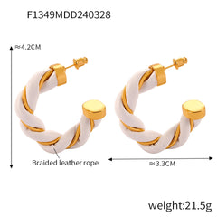 Leather-Wrapped Twisted Hoop Earrings