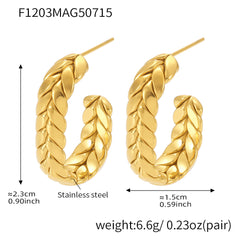 Woven Texture Two-Tone Hoop Earrings