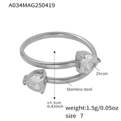 Heart Cubic Zirconia Open Ring Designs