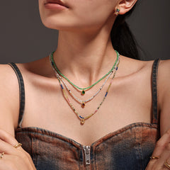 Multicolor Bead and Cat-Eye Pendant Necklace