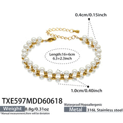 18K Gold-Plated Pearl-Look Necklace and Bracelet