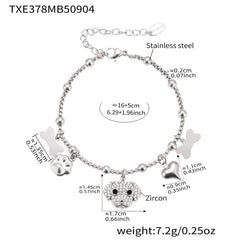 18K Gold-Plated Dog Charm Jewelry and Pendant Set
