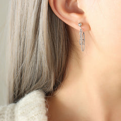 Layered Chain Drop Stud Earrings