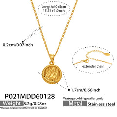18K Gold-Plated Embossed Medallion Necklace