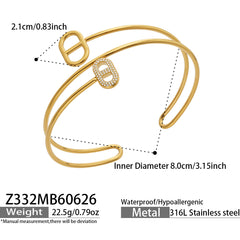 Geometric Cubic Zirconia Double-Band Arm Cuff
