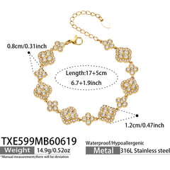 18K Gold-Plated Color Four-Petal Cubic Zirconia Jewelry
