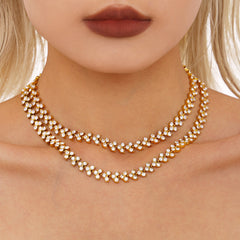 18K Gold-Plated Cubic Zirconia Geometric Necklace