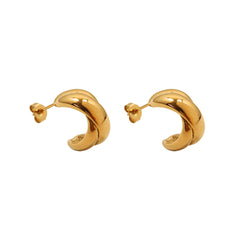 18K Gold-Plated & Silver-Tone Crossed Hoop Earrings