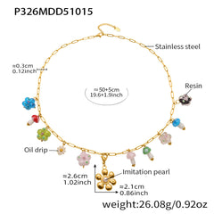 Gold-Tone Flower or Fruit Charm Necklace