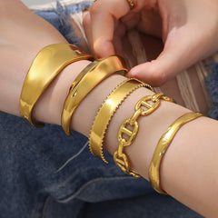 18K Gold-Plated Polished Cuff Bracelets