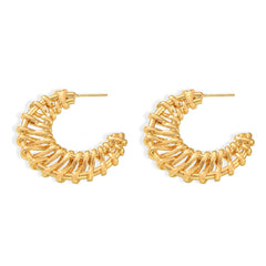 18K Gold-Plated Textured Crescent Earrings