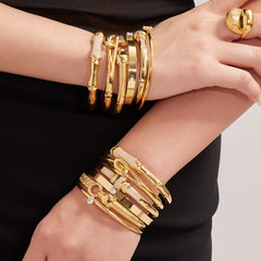 Cubic Zirconia Geometric Bangle Collection
