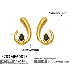 Gold-Tone U-Shaped Cubic Zirconia Earrings