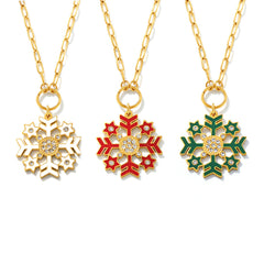 Enamel Snowflake Long Necklace