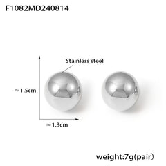 Polished Sphere Stainless Steel Stud Earrings
