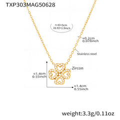 18K Gold-Plated Cubic Zirconia Flower Charm Jewelry