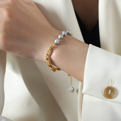 Freshwater Pearl or Agate Mixed Link Bracelet