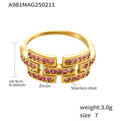 Cubic Zirconia Geometric Open Ring