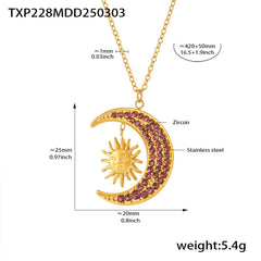 Sun and Crescent Cubic Zirconia Necklace or Ring