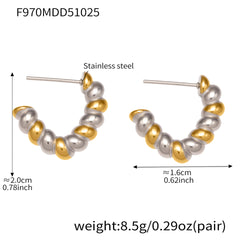 18K Gold-Plated Ribbed Hoop Earrings