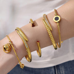 Geometric Stainless Steel Cuff & Bangle Bracelets