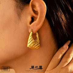 Textured Hollow Geometric Hoop Earrings