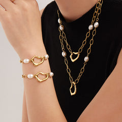 18K Gold-Plated Heart Link Necklace or Bracelet