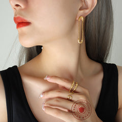 Asymmetric Safety Pin Drop Earrings