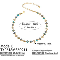 Color Cubic Zirconia Four-Petal Flower Jewelry