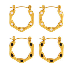 18K Gold-Plated Enamel Accent Hoop Earrings