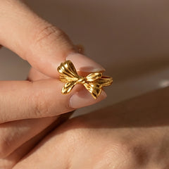 18K Gold-Plated Bow Open Ring