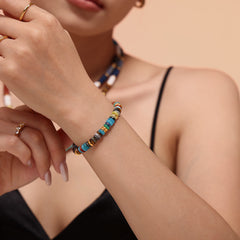 Multicolor Natural Stone Bead Necklace and Bracelet