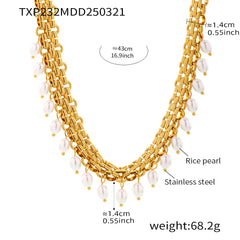 Shell Pearl-Look Fringe Necklace & Bracelet