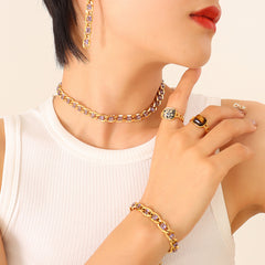 Color Cubic Zirconia Necklace Bracelet and Earrings