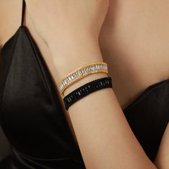 Cubic Zirconia Textured Link Bracelet
