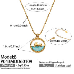 Colored Glass Whale or Ocean Pendant Necklace