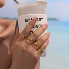 18K Gold-Plated Sculptural Open Ring Designs
