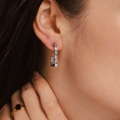 18K Gold-Plated Bamboo Rectangle C-Hoop Earrings