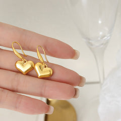 Gold-Tone Sculptural Heart Drop Earrings