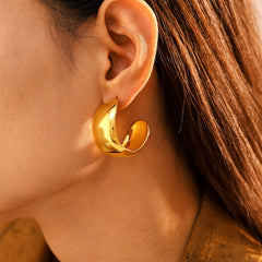 Sculptural Broad C-Hoop Earrings