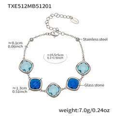 Faceted Glass Stone Necklace, Bracelet & Earrings