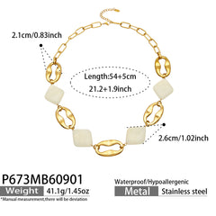 18K Gold-Plated Resin Geometric Link Necklace