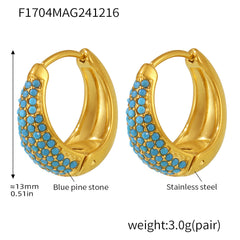 18K Gold-Plated Color Cubic Zirconia Rounded Hoops